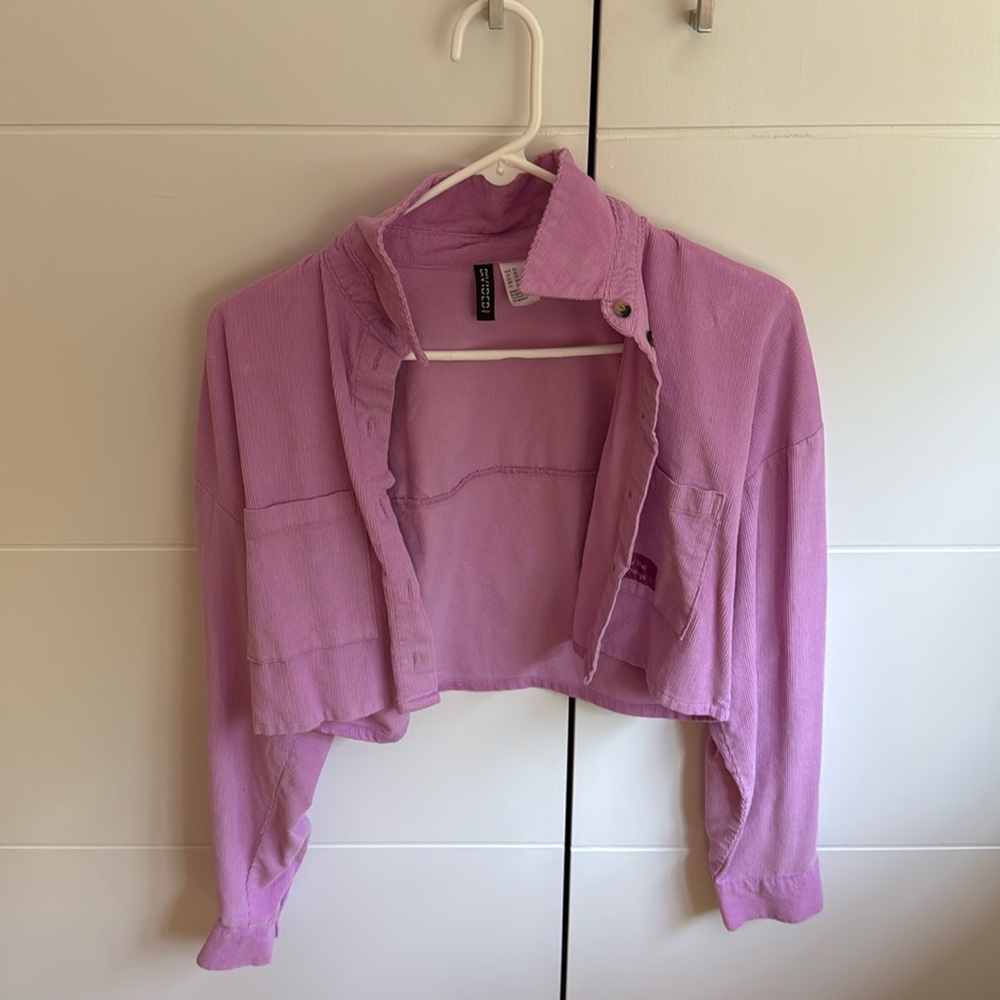 H&M Pink cropped jacket size XS